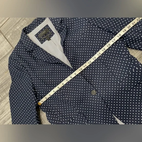J. Crew 100% Linen Navy & White Polka Dot Regent Blazer Jacket size 8 - Picture 7 of 12